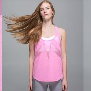 Lululemon Womens Sz‎ 12 Pink If Your Lucky Racerback Tank Athletic Workout